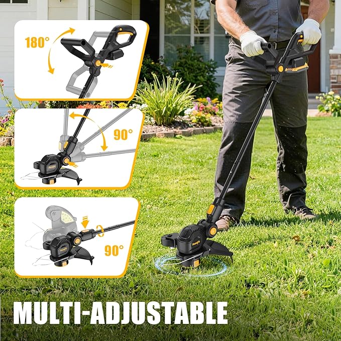 3 in 1 Cordless Weed Eater Compatible with DEWALT 20V MAX Battery,12-Inch String Trimmer Edger & Mini Mower, 8500RPM Auto Feed Weed Wacker w/Adjustable Handle (Tool Only)