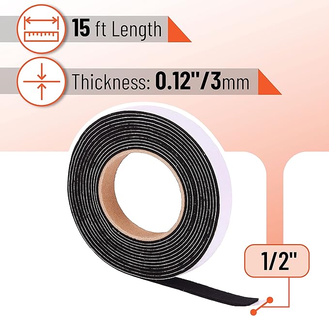 UNCO Smoker Gasket - 15 Ft, 1/2"X1/8", High Temp Grill & BBQ Gasket