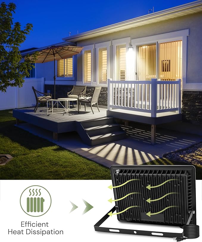 L LOHAS LED 150W Flood Light Outdoor, RGB Landscape Lighting with Remote Control, Timing - 2700K/4500K/6500K - Color Changing for Patio Backyard Step Wall, IP66, US 3-Plug, UL Listed (2 Pack)