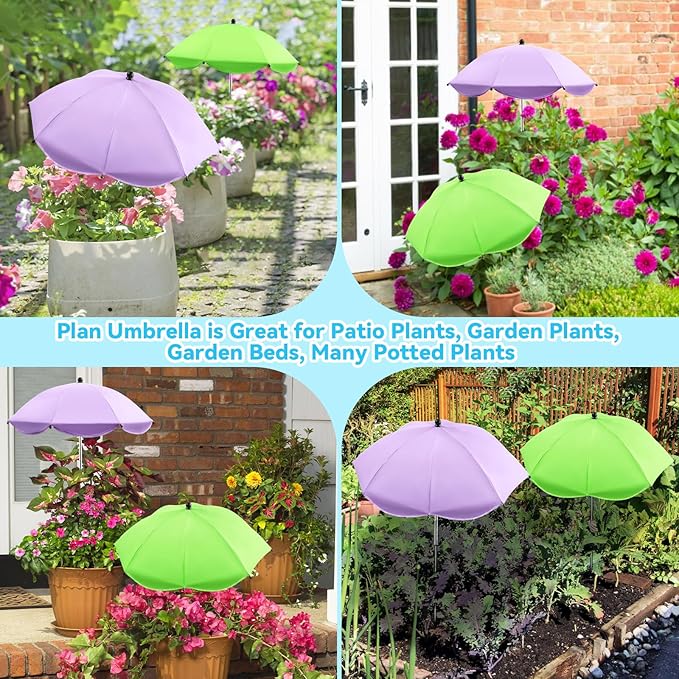 Plant Umbrellas for Outdoor Plants, 26" Larger Plant Shade for Potted Plants and Garden Beds, 40" Adjustable Angle Sun Protection Shade Cover Garden Umbrella for Plants, Flowers, Vegetables