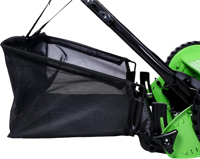 16-Inch 5-Blade Push Reel Lawn Mower with Grass Catcher, 4 Wheels (Green)