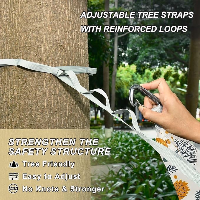 Camping Hammock Outdoor Hammocks for Outside Hedgehog Hat Beach Trees Portable Lightweight with Pockets Tree Straps Indoor