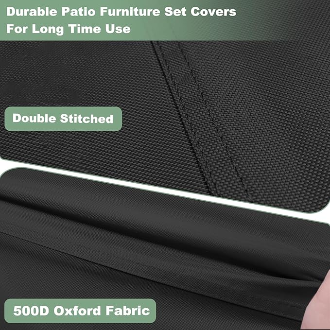 Gasadar Patio Furniture Covers, Outdoor Furniture Cover Waterproof for Outdoor Sectional Sofa Set, Heavy Duty 600D, 126" L x 126" W x 28" H, Black