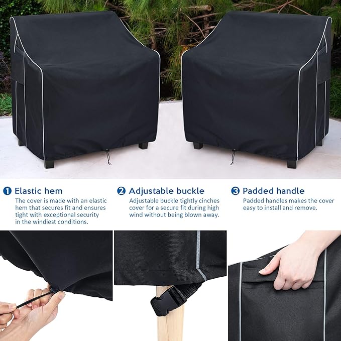 FORSPARK Patio Chair Cover 2 Pack - Heavy Duty Waterproof Outdoor Furniture Covers, Fits 36W x 37D x 36H Inches