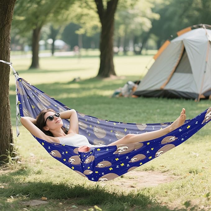 Camping Hammock Outdoor Hammocks for Outside Sloth Star Beach Trees Portable Lightweight with Pockets Tree Straps Indoor