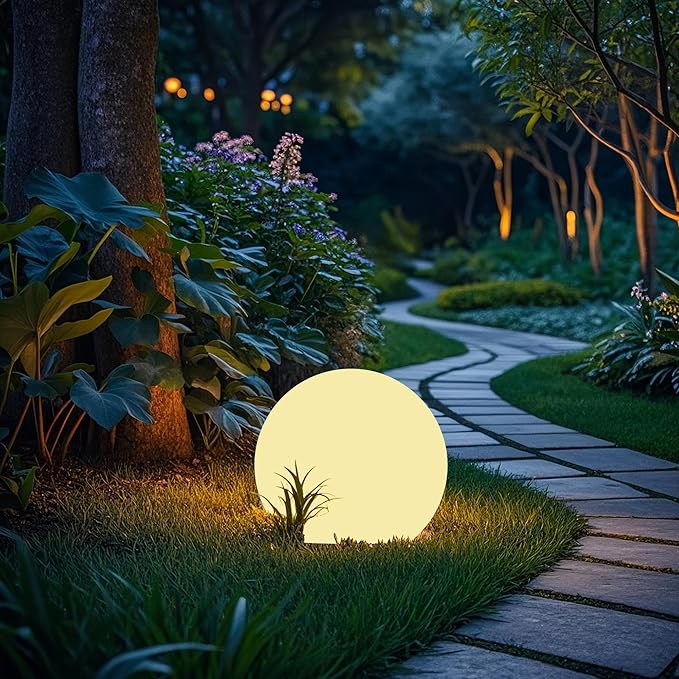 shumi Solar Ball Light-12inch LED Outdoor Table Lamp,16 RGB Colors and Dimmable Globe Light with Remote,Decor for Patio,Garden,Yard,Beach,Pathway,Nursery