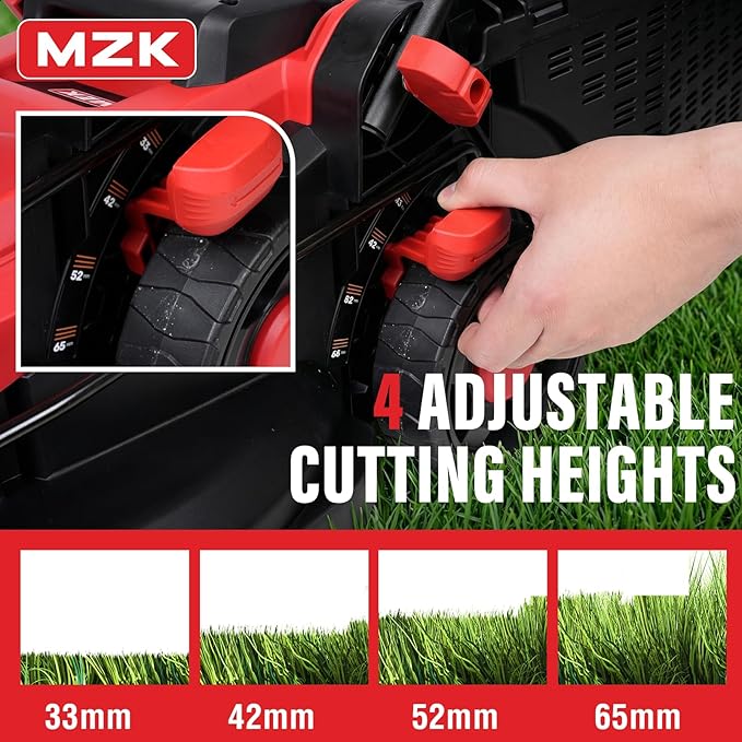 MZK 20V 13" Electric Lawn Mower, Brushless Cordless Lawn Mower with 4-Position Height Adjustment, Walk-Behind Push Mowers with 8 Gallon Grass Bag, 2 x 4.0Ah Batteries & Charger Included, LM13G8