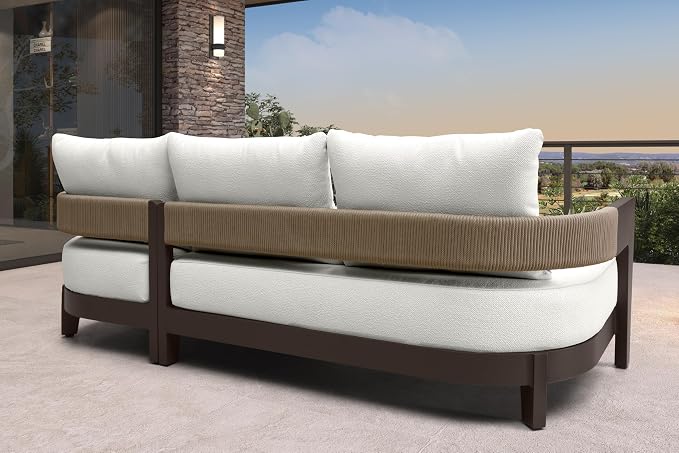 PURPLE LEAF Patio Furniture Set with Left-Arm Daybed 3 Pieces Modern Aluminum Sectional Sofa Outdoor Conversation Sets 7.87" Thick Removable Cushions and Pillows for Porch Yard Garden