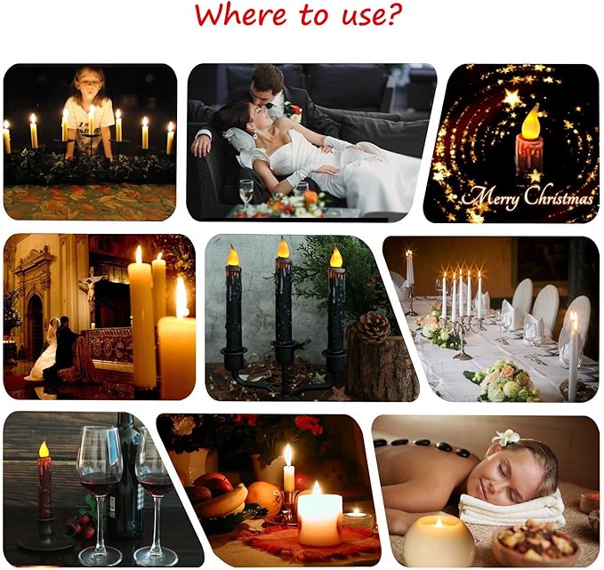CVHOMEDECO. Real Wax Hand Dipped Battery Operated LED Timer Taper Candles Country Primitive Flameless Lights Décor, 6-3/4 Inch, Brown, 2 PCS in a Package