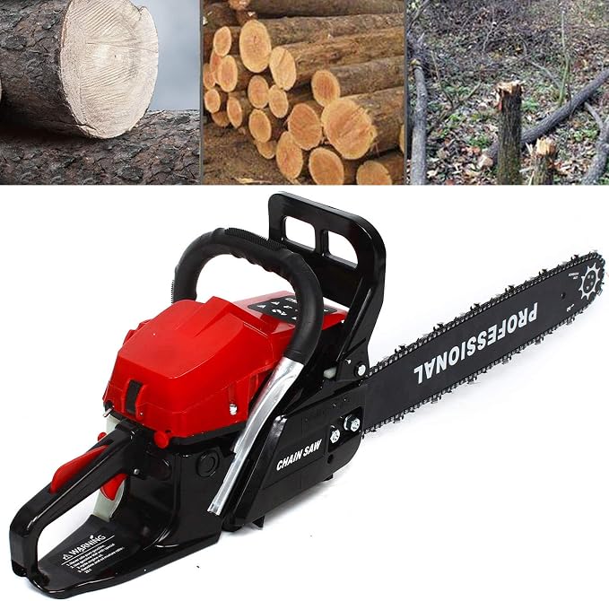 58CC Gas Powered Chainsaw, 2 Stroke Bar chain saws, Woodworking Saw Cutting Job Chain Saw with 20-Inch Bar And Tool Kit For Cutting Wood Outdoor Garden Farm Home