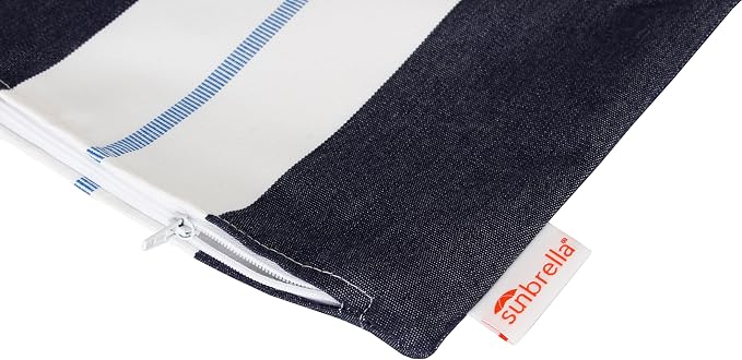 Outdoor/Indoor Sunbrella Throw Pillow Cover Only Square Set of 2 Pieces 24 inch x 24 inch Relate Harbor Stripe - Insert Not Included, Navy