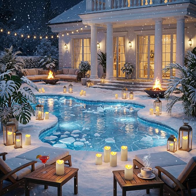 Raycare 6"x3" Outdoor Waterproof Flameless Candles with Remote and Timer, Battery Operated LED Electric Fake Pillar Candle for Christmas Home Wedding Decor, Ivory White, Set of 2