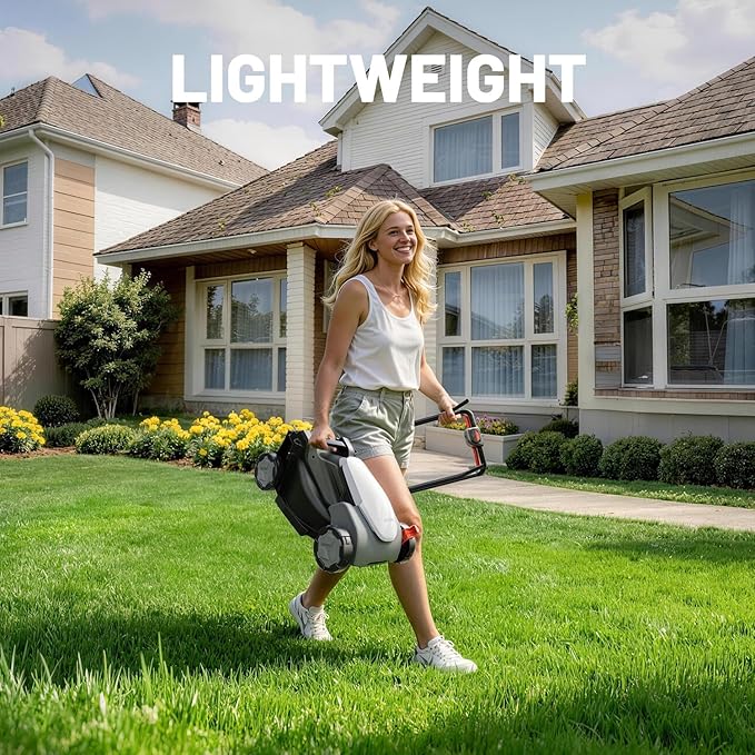 Litheli Electric Lawn Mower Cordless,Grass Cutter Machine for 2800 Sq.Ft, Lawnmower with Brushless Motor, 8 Gallon Capacity, Cutting Height from 1 to 2.5 in, Includes 1 5.0 Ah Battery and Charger