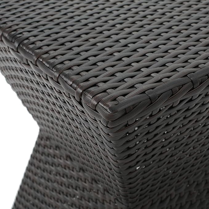 Wicker Rattan Side Table, Outdoor Square Rattan Coffee End Table for Patio Porch Lawn