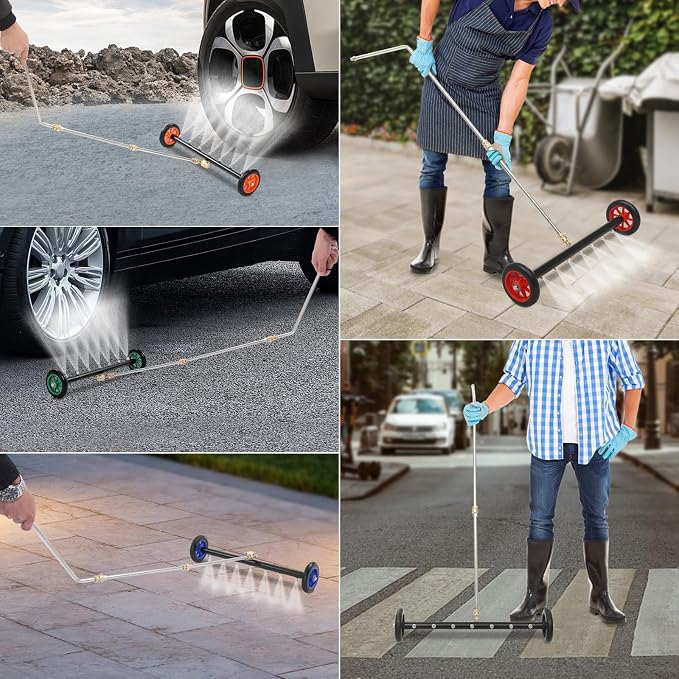 22in Ressure Washer Water Broom, 2 in 1 Pressure Washer Attachment W/ 7 Nozzles, Under Car Pressure Washer Attachment, Universal 1/4 Connector, 4000 Psi for Removing Mud & Sediment Deposits. (Green)