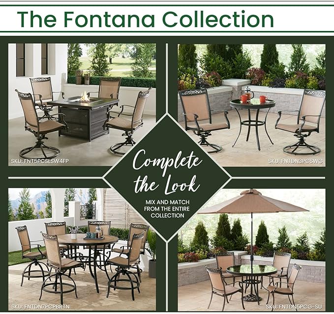 Hanover Fontana 9-Piece Outdoor Dining Set, Rust-Resistant Aluminum Outdoor Patio Dining Set for 8 with Swivel Rockers and 60" Square Cast-Top Patio Table, Perfect for Backyard, Patio, Deck, and Porch
