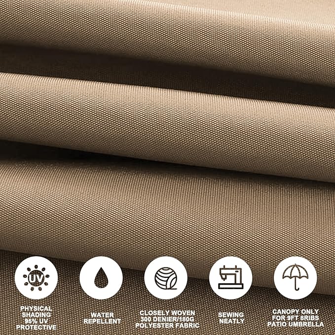 Patio Umbrella 9 ft Replacement Canopy for 8 Ribs-Canopy Only