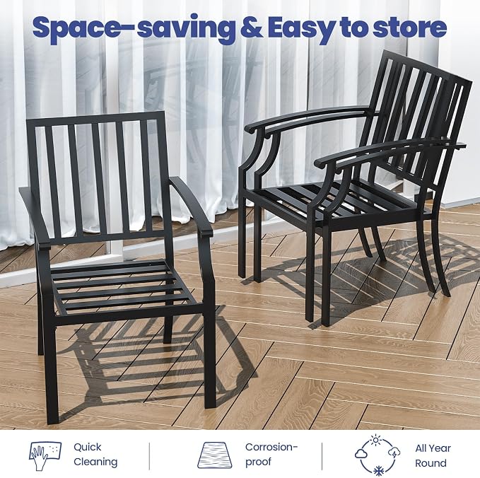 8 PCS Outdoor Patio Dining Set with 13.6ft Double-Sided Patio Umbrella,Patio Table and Chairs Metal Outdoor Patio Furniture Set,Dining Table Set with 6 Chairs,Grey