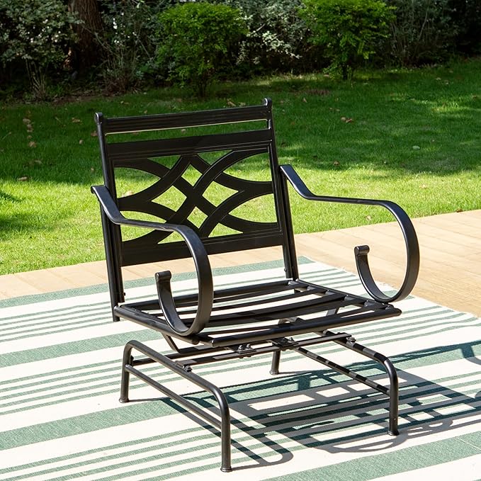 PHI VILLA Extra Large Metal Patio Furniture Sets, All-Weather Steel Frame Heavy Duty Patio Conversation Sets for Backyard, Porch and Garden