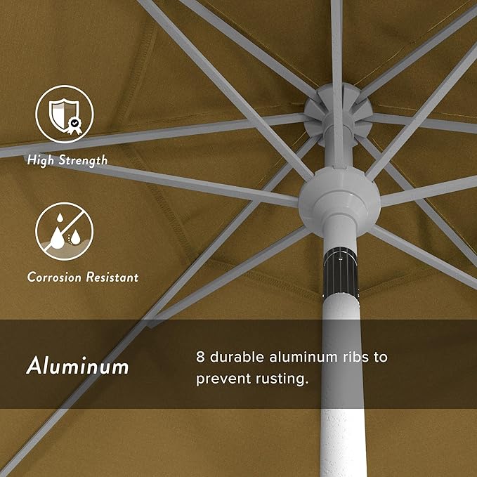 California Umbrella 7.5' Rd. Aluminum Patio Umbrella, Crank Lift, Collar Tilt, White