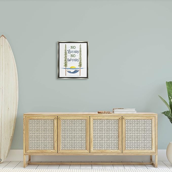 Stupell Industries No Hurries Worries Hammock Scene Floating Framed Wall Art, Design by Deb Strain