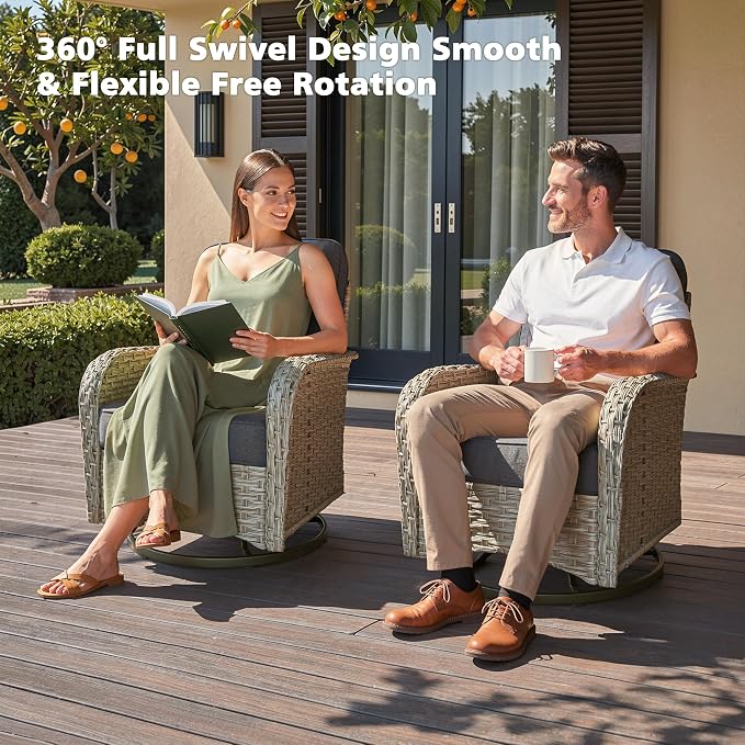 CAODOC Outdoor Sectional Patio Furniture Set,8 Pieces Wicker Conversation Sets L Shaped Couch,Out Door Sofa Outside Furniture with Swivel Chairs,Black