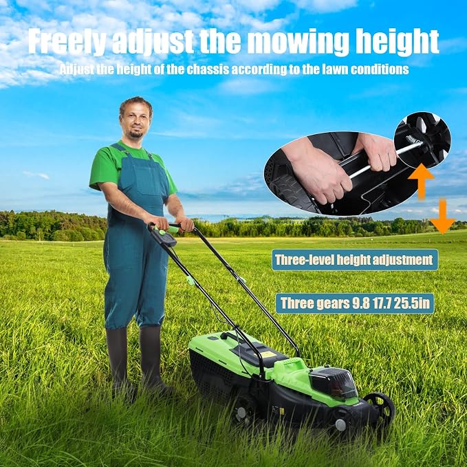 Battery Cordless Self Propelled Lawn Mower - 1600W Electric Lawn Mower, Walk-Behind Lawn Mowers, Upgraded Brushless Push Mower, 30L Grass Tank, Lightweight & Quiet Green