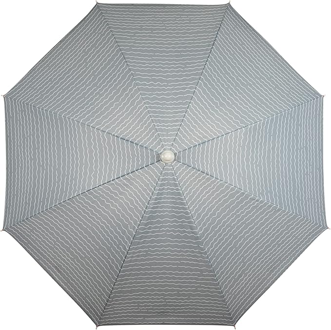 PICNIC TIME 5.5 Ft Portable Beach Umbrella, Lightweight UV Protection Sunshade with Tilt Pole & Carry Bag, Outdoor Canopy Umbrella for Beach, Sand, Pool, Patio, Camping, Travel, or Backyard Shade, (Wave Break Gray Pattern)