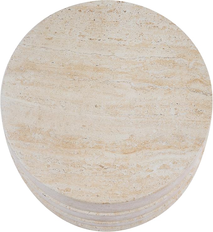 Christopher Knight Home Yayce 18.31" H Indoor Outdoor Accent Side Table, Patio Decorative End Table, Cylindrical Lightweight Concrete Garden Stool for Patio Balcony & Garden Decor, Light Beige