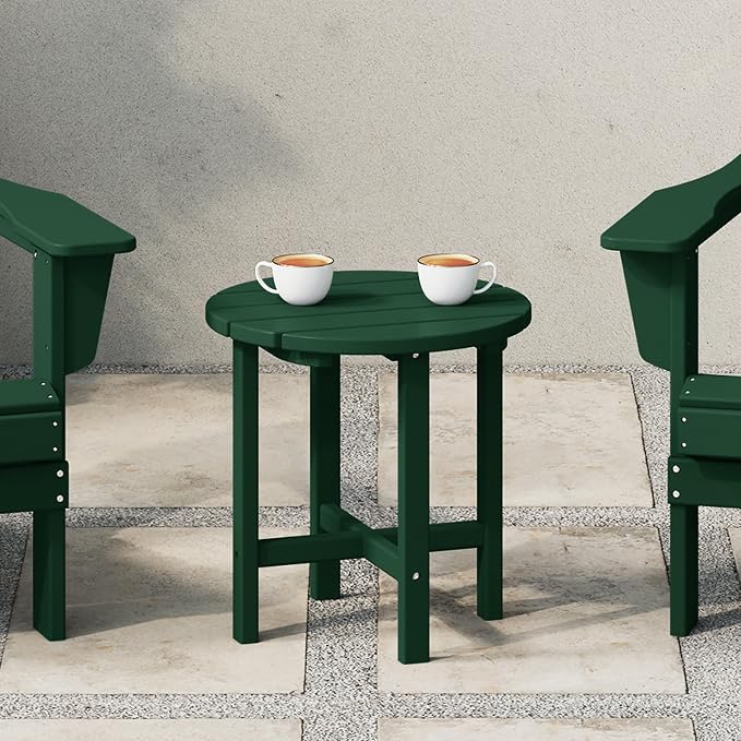 WestinTrends Dylan Adirondack Round Outdoor Side Table, Dark Green