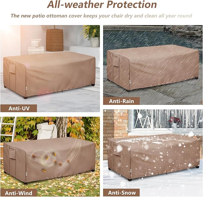 Outdoor Coffee Table Cover,600D Waterproof Patio Rectangular Side Table Covers,42" W x 26" D x 16" H,Outdoor Table Covers Waterproof Rectangle(Brown)
