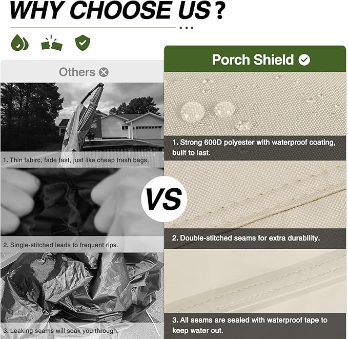 Porch Shield Patio Umbrella Cover - Outdoor Waterproof Garden Offset Banana Parasol Cover Fits Cantilever Offset Umbrella 12-14 Feet, Beige