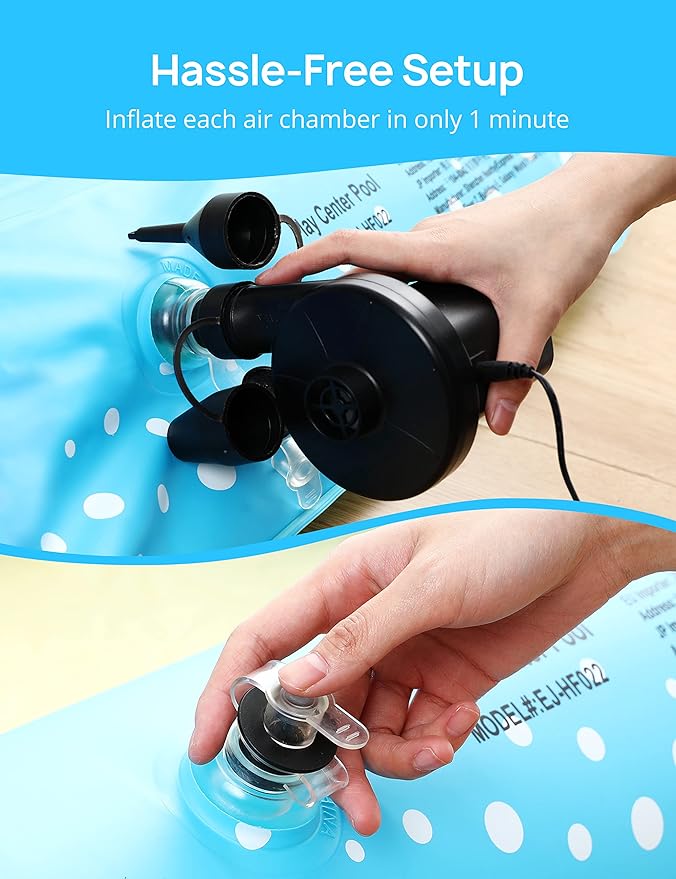 Kiddie Pool with Slide Inflatable Play Center Wading Lounge, Coconut Palm Sprinkler, Water Game Play Center, 95''x75''x40''
