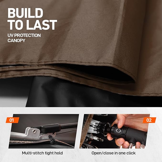 New 60" Folding Magnetic Umbrella,Designed for Outdoor Work,600lb Strong Suction Hvac Umbrella With Magnetic Base & Clamp,2-in-1 Sun & Rain Protection,180° Adjustable,Portable for HVAC (Brown)