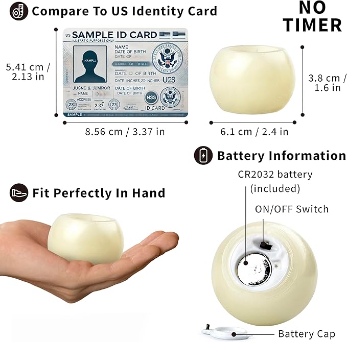 FURORA LIGHTING Small Ivory Real Wax Flameless Candles, Pack of 3 – LED Flickering Small Round Candles, 2.4” x 1.6”, Battery Included, Ideal for Home Décor
