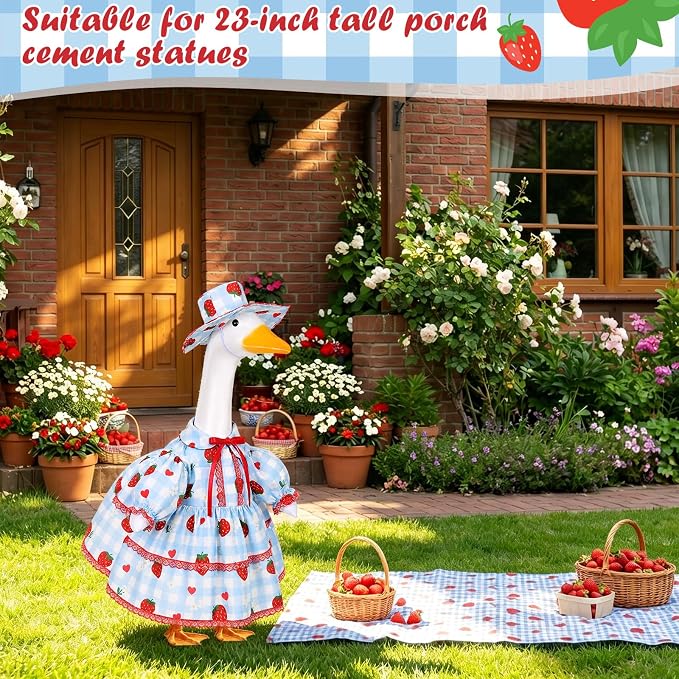 FuWeave Fall Porch Goose Outfit for Lawn Decor | Fits 23"/17" Lawn Plastic/Cement Statue Goose Costume Dress for Front Outdoor Courtyard Garden Patio Yard Decoration
