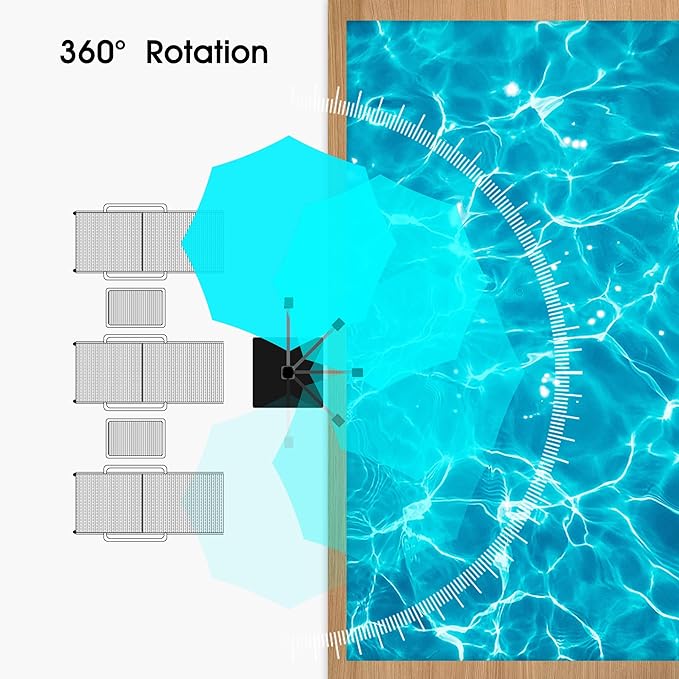 PURPLE LEAF 11 FT Cantilever Patio Umbrellas with Base Included, Large Round Offset Umbrella with 360° Rotation, Outdoor Aluminum Pool Umbrella for Pool Lawn Garden, Turquiose