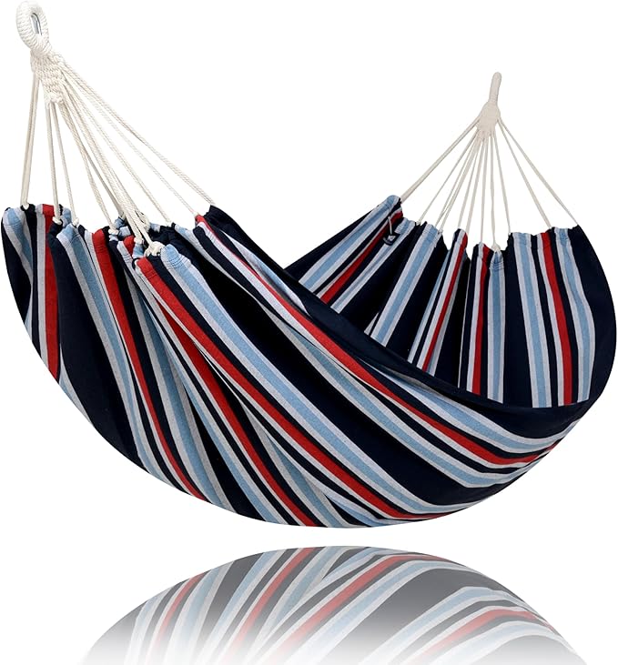 SUNCREAT Hammocks Outdoor Camping Double Hammock, Extra Large 2 Person Hammock for Camping, Navy & Red