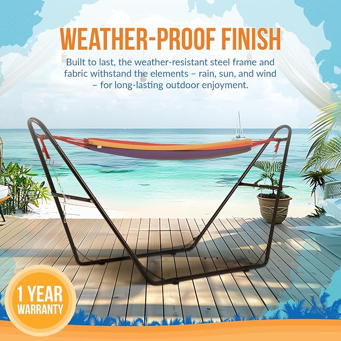 Outdoor Leisure Tropical Hammock and Frame - Stripe