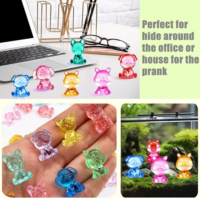 180 PCS Mini Dog Figures, Mini Resin Animals Figures to Hide | Small Plastic Dog Figurines Miniature Ornaments Diving Gems for Vase Filler Fairy Garden Party Decorations