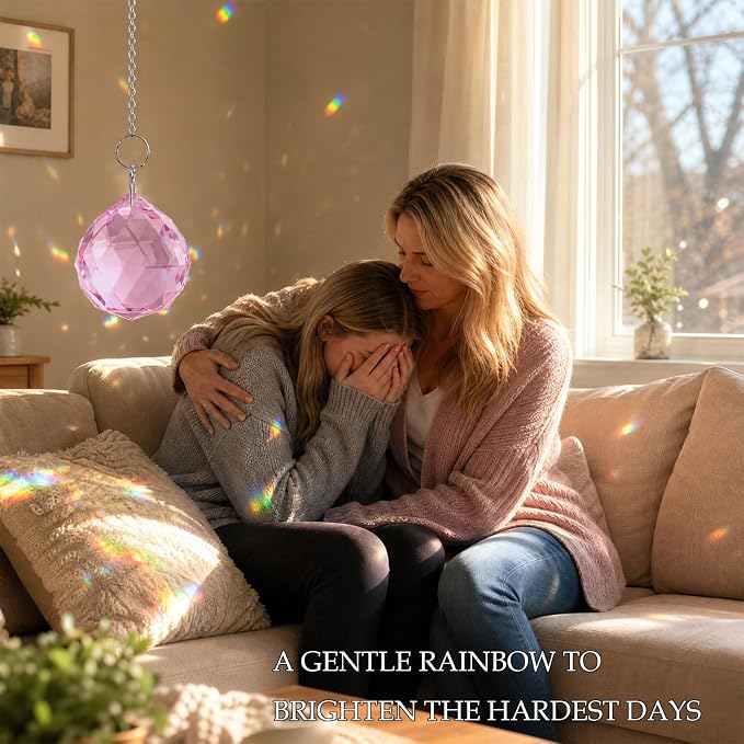 Bereavement Gifts for Loss of Loved One, Hanging Pink Rainbow Maker