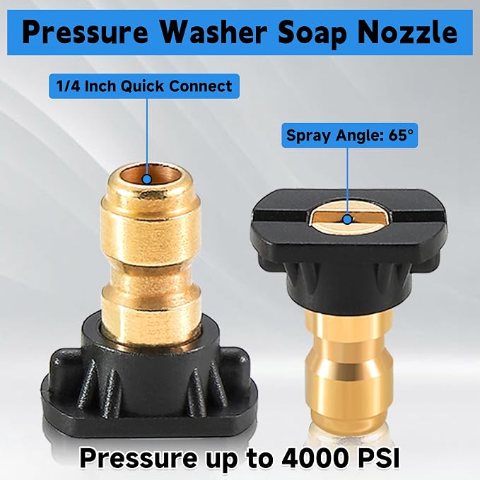 Tool Daily Chemical Injector for Pressure Washer, Adjustable Chemical Injector Bottle with Straw, 3 Curved Rods, Black Soap Nozzle, 1/4” Quick Connect, 3600 PSI