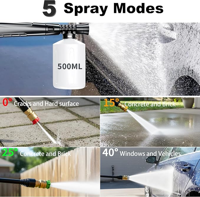 2026 Upgrade Pressure Power Washer 4800PSI w/4 Quick Connect Nozzles, Inlet Hose & Filter&500ML Soap Tank, High Cleaning Machine for Cars/Fences/Driveways/Patios/Home Cleaning,Blue
