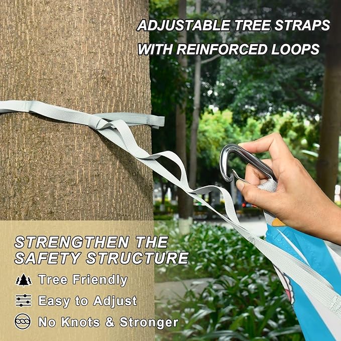 Blue White Striped Summer Flamingo 330lb Capacity Outdoor Hammock with Tree Straps Fabric Hammock for Outside Patio Garden jamaca para Patio
