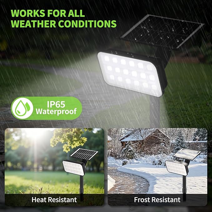 Solar Spot Lights Outdoor, 72 LEDs Landscape Lighting with 3 Lighting Modes and Auto On/Off, 360° Adjustable IP65 Waterproof Solar Powered Landscape Lights for Yard, Garden, Pathway, 6 Pack
