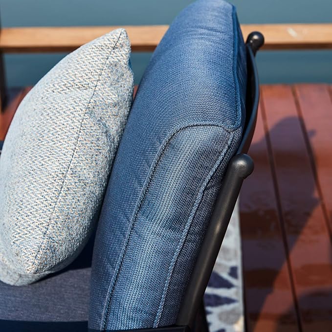 PatioFestival Patio Chairs Bistro Rocking Sofa Chair Modern Outdoor Furniture Set Conversation Sets with 5.1 Inch Thick Seat Cushions (2PCS-2, Blue)