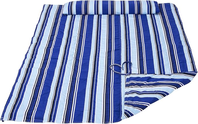 SUNCREAT Portable Hammock Pad with Soft Pillow, Two-Layer Soft Polyester Pad, Blue Stripes