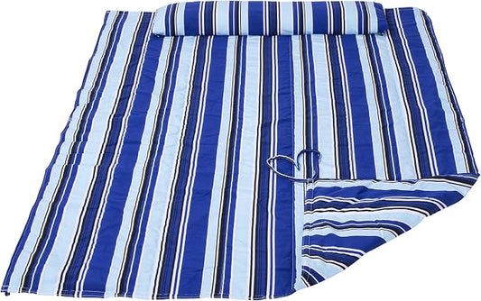 SUNCREAT Portable Hammock Pad with Soft Pillow, Two-Layer Soft Polyester Pad, Blue Stripes