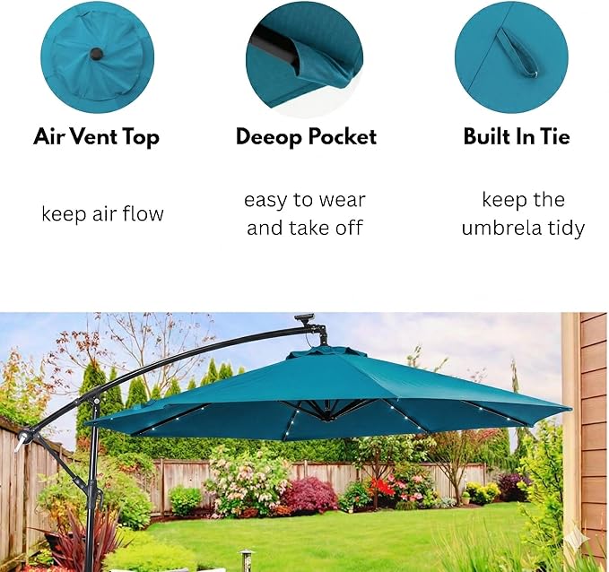 10ft Patio Umbrella Replacement Canopy for 8 Ribs, Outdoor Umbrella Canopy ONLY, Market Umbrella Top, Water-Resistant & UV-Protective