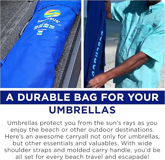 BEACHBUB Beach Umbrella Bag - Waterproof & Foldable Beach Bag for Umbrellas with Wide Padded Shoulder Strap & Molded Carry Handle